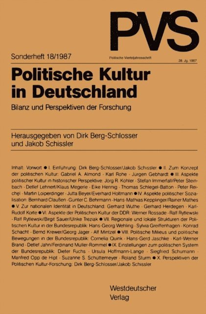 Jakob Schissler, Dirk Berg-Schlosser - Politische Kultur in Deutschland, E-bok