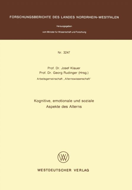 Georg Rudinger, Josef Klauer - Kognitive, emotionale und soziale Aspekte des Alterns, E-bok