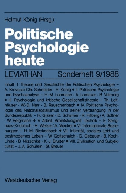 Helmut Konig - Politische Psychologie heute, E-bok