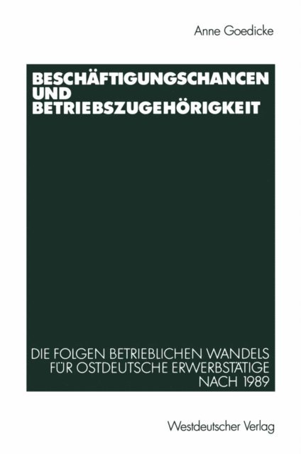 Anne Goedicke - Beschäftigungschancen und Betriebszugehörigkeit, E-bok