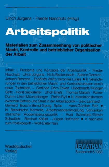 Frieder Naschold, Ulrich Jurgens - Arbeitspolitik, E-bok
