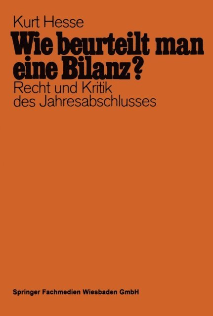 Kurt Hesse - Wie beurteilt man eine Bilanz?, E-bok