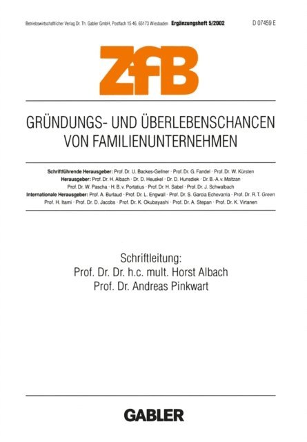 Andreas Pinkwart, Horst Albach - Gründungs- und Überlebenschancen von Familienunternehmen, E-bok