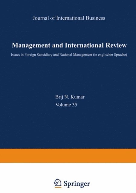 Brij N. Kumar - Management and International Review, E-bok