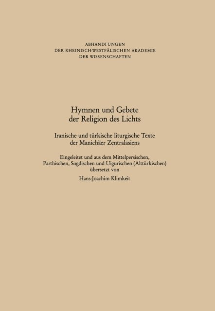 Hans-Joachim Klimkeit - Hymnen und Gebete der Religion des Lichts, E-bok