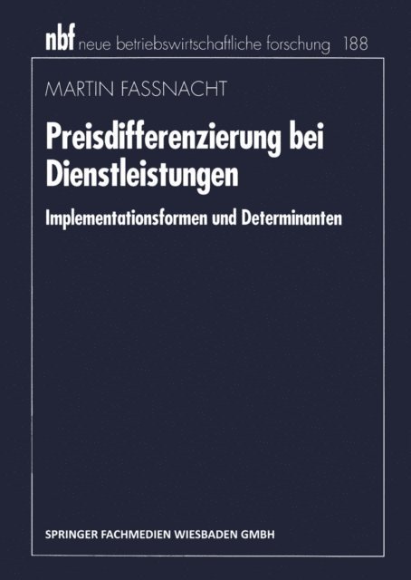 Martin Fassnacht - Preisdifferenzierung bei Dienstleistungen, E-bok