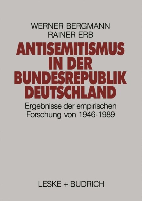 Rainer Erb, Werner Bergmann - Antisemitismus in der Bundesrepublik Deutschland, E-bok