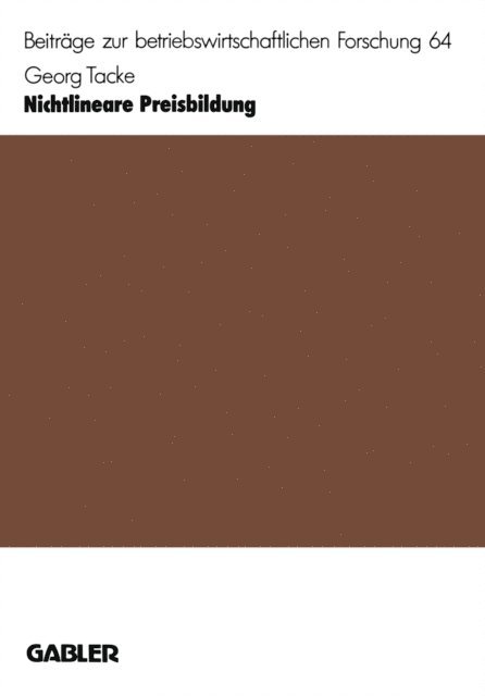 Georg Tacke - Nichtlineare Preisbildung, E-bok