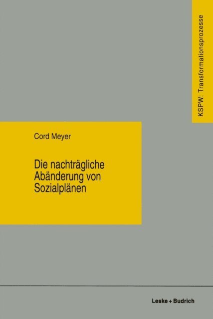 Cord Meyer - Die nachträgliche Abänderung von Sozialplänen, E-bok
