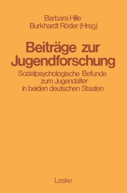 Burkhard Roeder, Barbara Hille - Beiträge zur Jugendforschung, E-bok