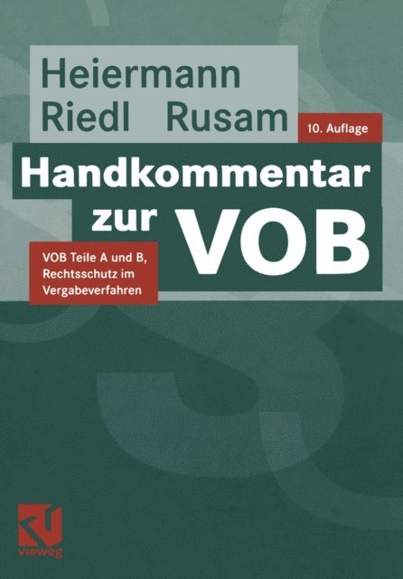 Martin Rusam, Richard Riedl, Wolfgang Heiermann - Handkommentar zur VOB, E-bok