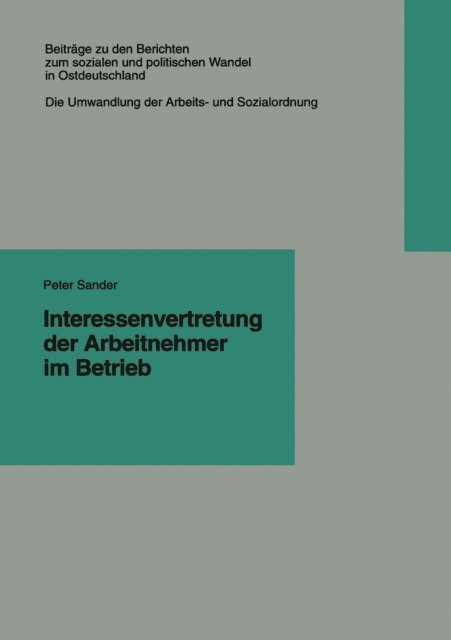 Peter Sander - Interessenvertretung der Arbeitnehmer im Betrieb, E-bok