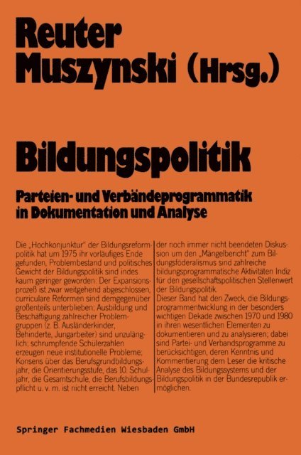 Lutz-Rainer Reuter - Bildungspolitik, E-bok