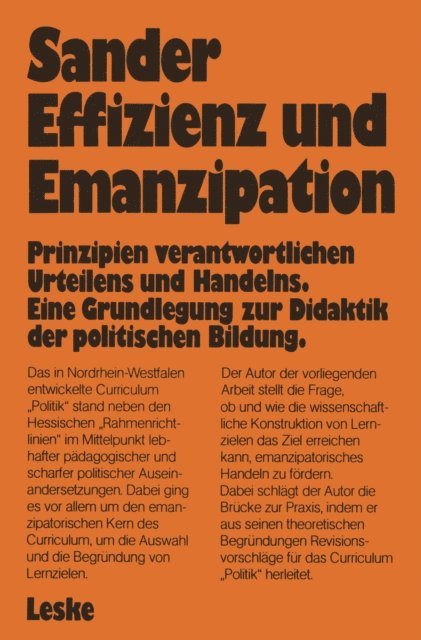 Wolfgang Sander - Effizienz und Emanzipation, E-bok