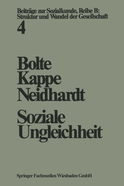 Friedhelm Neidhardt, Dieter Kappe, Karl Martin Bolte - Soziale Ungleichheit, E-bok