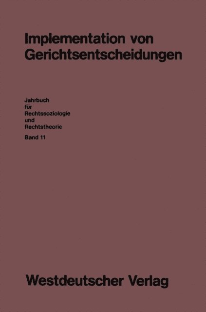 Rudiger Voigt - Implementation von Gerichtsentscheidungen, E-bok