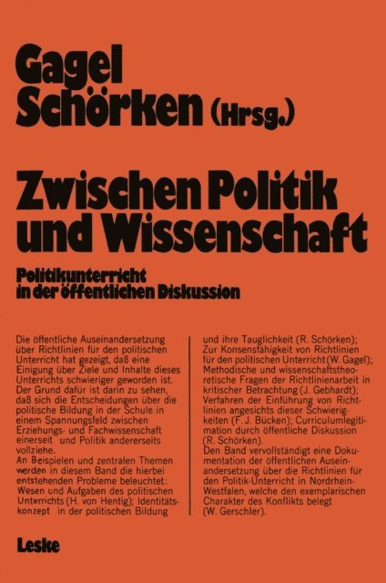 Walter Gagel - Zwischen Politik und Wissenschaft, E-bok