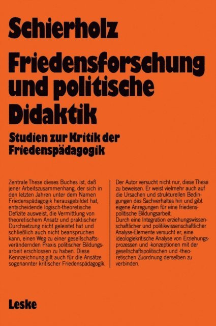 Henning Schierholz - Friedensforschung und Politische Didaktik, E-bok