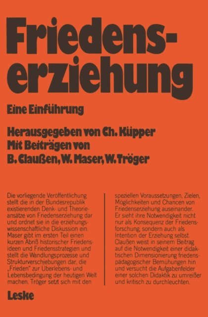 Christel Kupper - Friedenserziehung, E-bok