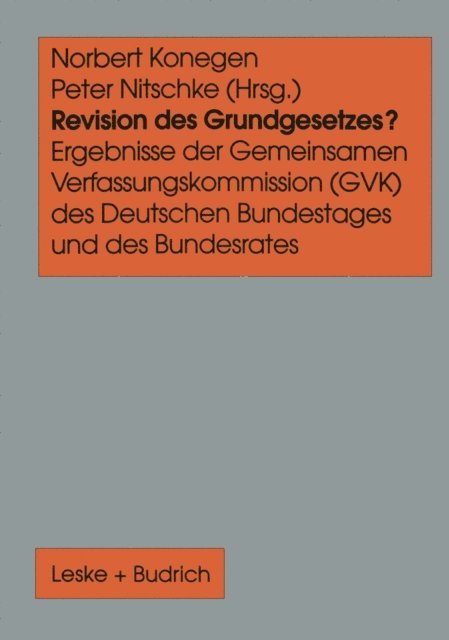 Peter Nitschke, Norbert Konegen - Revision des Grundgesetzes?, E-bok