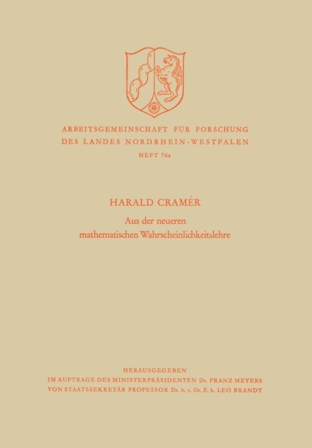 Harald Cramer, Harald Cramer - Aus der neueren mathematischen Wahrscheinlichkeitslehre, E-bok