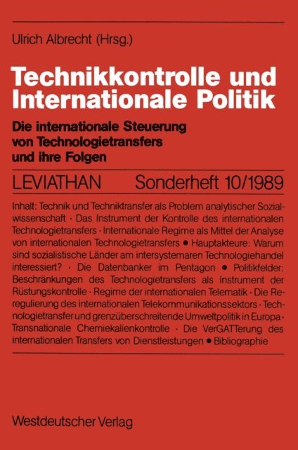 Ulrich Albrecht - Technikkontrolle und Internationale Politik, E-bok