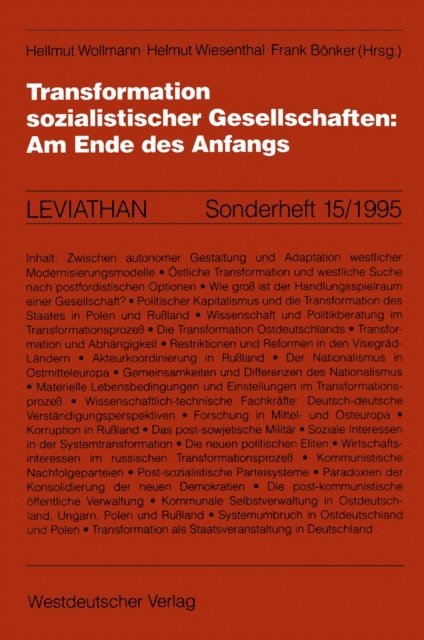 Frank Bonker, Helmut Wiesenthal, Hellmut Wollmann - Transformation sozialistischer Gesellschaften: Am Ende des Anfangs, E-bok