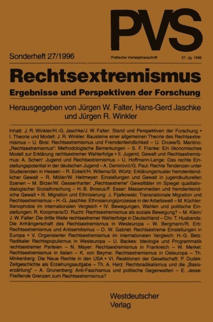 Hans-Gerd Jaschke, Jurgen R. Winkler - Rechtsextremismus, E-bok
