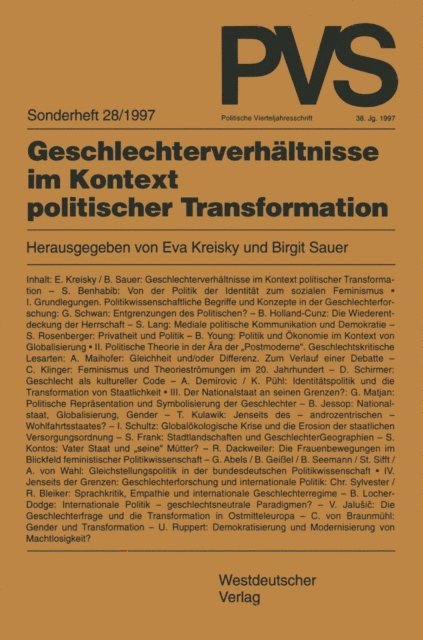 Birgit Sauer, Eva Kreisky - Geschlechterverhältnisse im Kontext politischer Transformation, E-bok