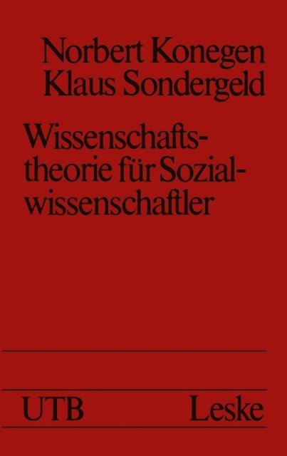 Norbert Konegen - Wissenschaftstheorie für Sozialwissenschaftler, E-bok