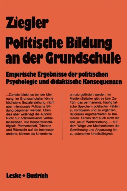Ingrid Ziegler - Politische Bildung an der Grundschule, E-bok