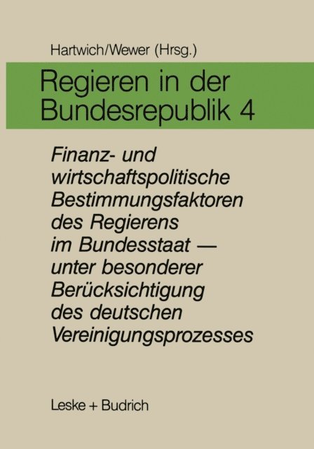 Gottrik Wewer, Hans-Herman Hartwich - Regieren in der Bundesrepublik IV, E-bok