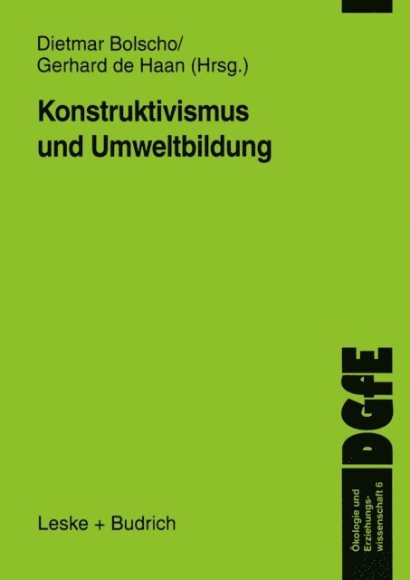Gerhard de Haan, Dietmar Bolscho - Konstruktivismus und Umweltbildung, E-bok