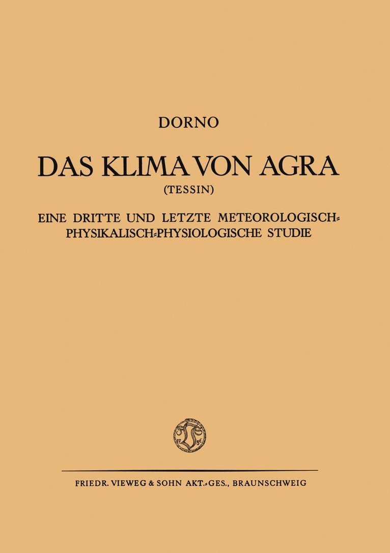 Carl W. Dorno - Das Klima von Agra (Tessin), Häftad