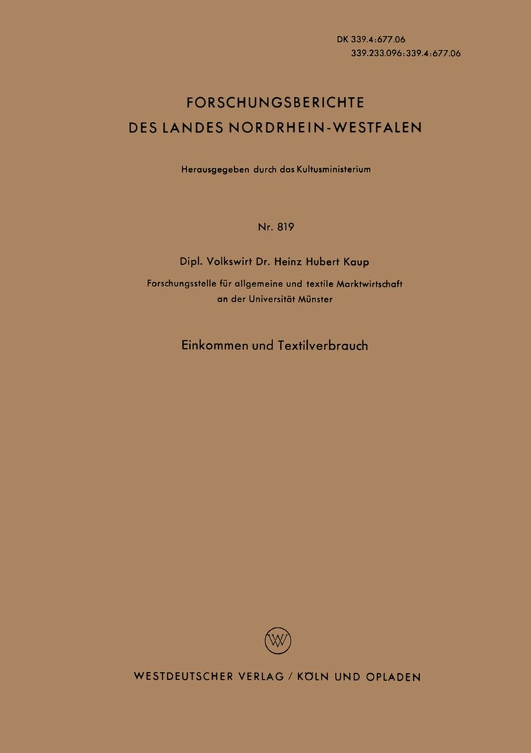 Heinz Hubert Kaup - Einkommen und Textilverbrauch, Häftad