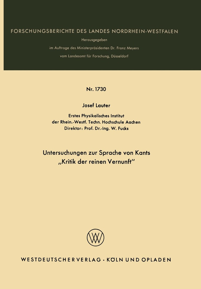 Josef Lauter - Untersuchungen zur Sprache von Kants „Kritik der reinen Vernunft“, Häftad