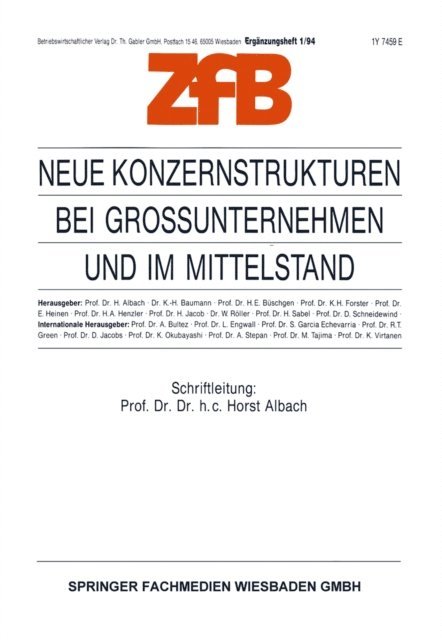 Horst Albach - Neue Konzernstrukturen bei Großunternehmen und im Mittelstand, E-bok