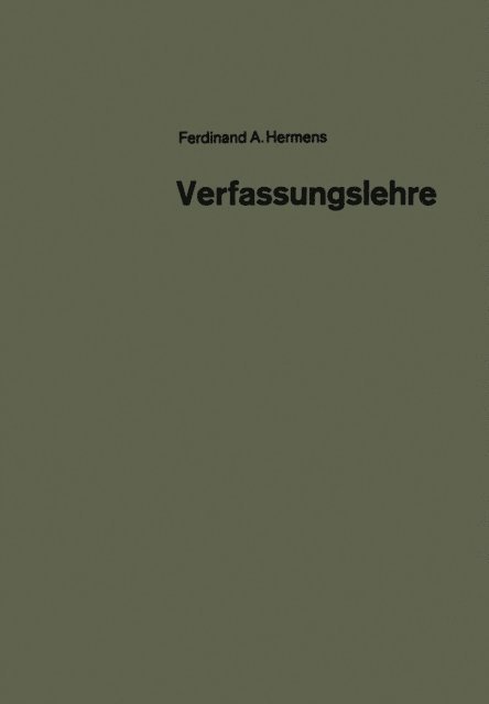 Ferdinand Aloys Hermens - Verfassungslehre, E-bok