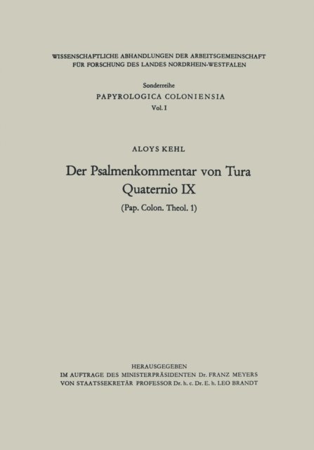 Aloys Kehl - Der Psalmenkommentar von Tura, E-bok