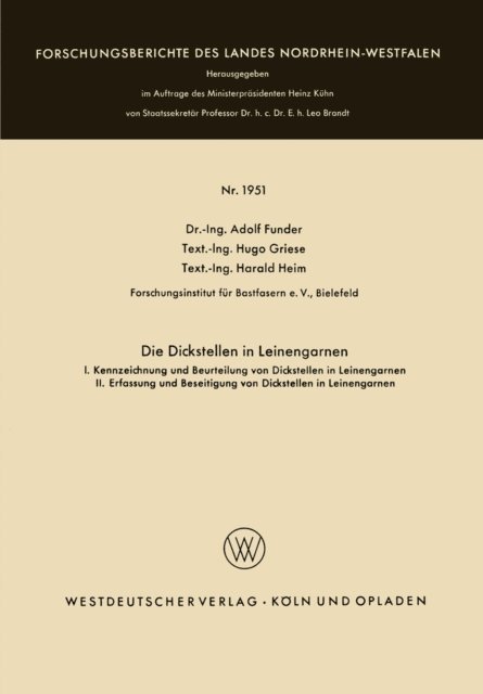 Adolf Funder - Die Dickstellen in Leinengarnen, E-bok