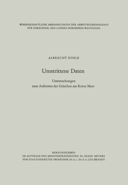 Albrecht Dihle - Umstrittene Daten, E-bok