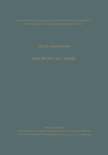 Peter Hartmann - Das Wort als Name, E-bok