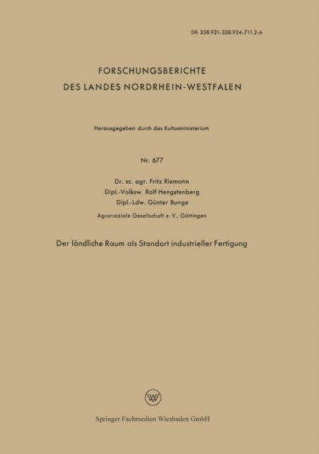 Friedrich Riemann - Der ländliche Raum als Standort industrieller Fertigung, E-bok