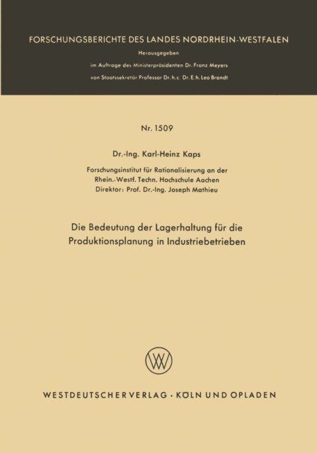 Karl-Heinz Kaps - Die Bedeutung der Lagerhaltung für die Produktionsplanung in Industriebetrieben, E-bok