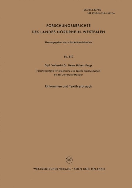Heinz Hubert Kaup - Einkommen und Textilverbrauch, E-bok