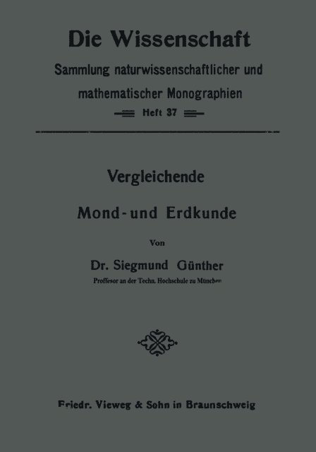 Siegmund Gunther - Vergleichende Mond- und Erdkunde, E-bok