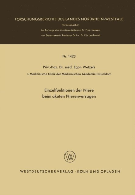 Egon Wetzels - Einzelfunktionen der Niere beim akuten Nierenversagen, E-bok
