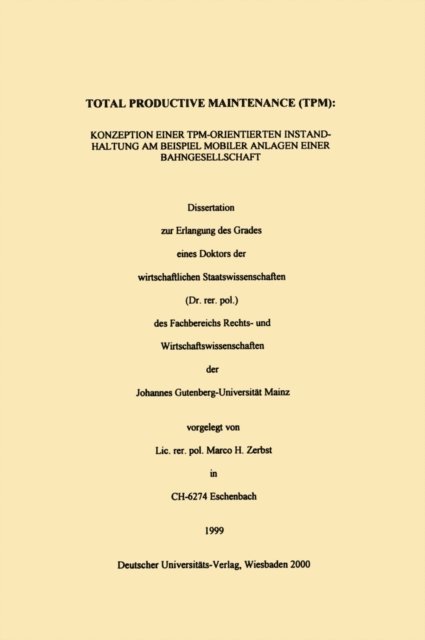 Marco Zerbst - Total Productive Maintenance, E-bok