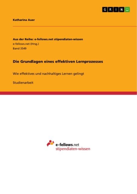 Katharina Auer - Die Grundlagen eines effektiven Lernprozesses, E-bok