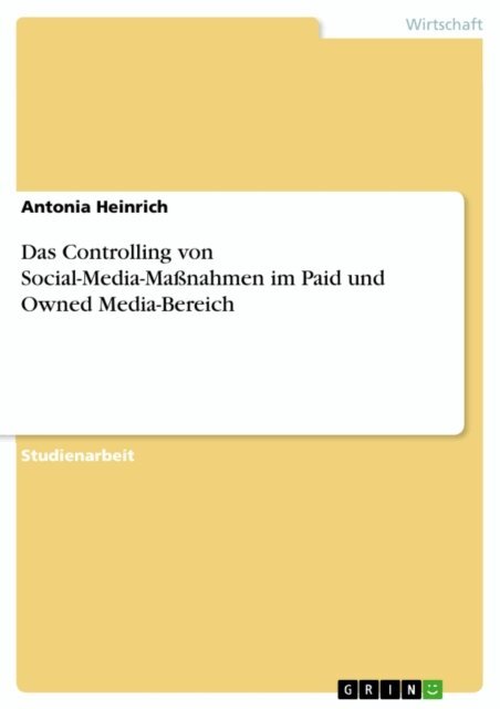 Antonia Heinrich - Das Controlling von Social-Media-Manahmen im Paid und Owned Media-Bereich, E-bok